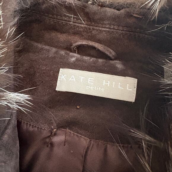 Upcycled Real Leather Fur Collar Studded Wolf Mob Wife Jacket Brown Petite Small - Picture 9 of 10